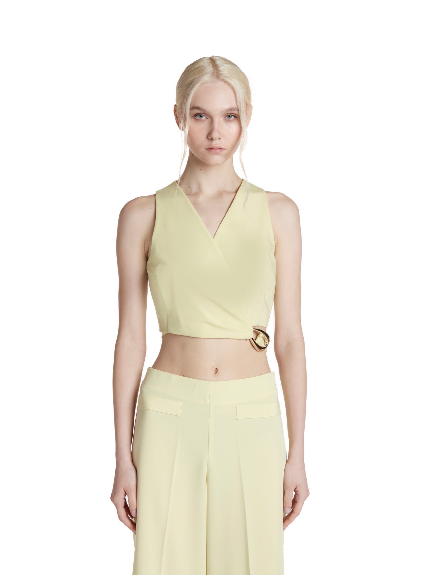 Cross-over top in flowing canvas