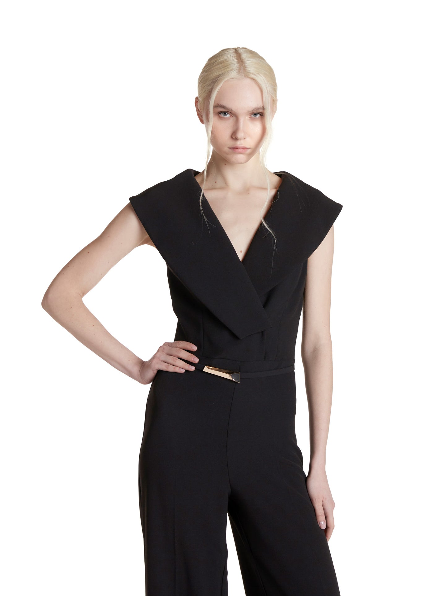 Jumpsuit with wide neckline