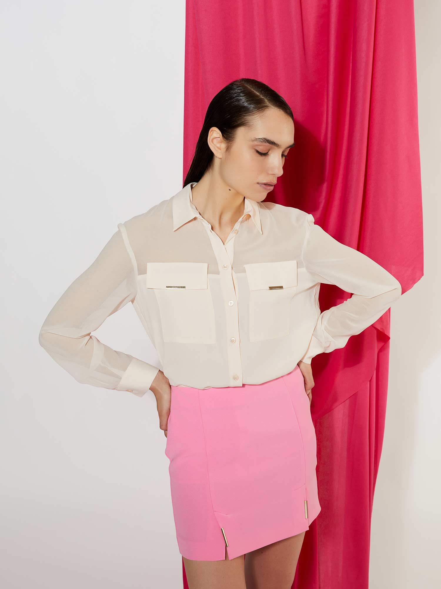 Silk acetate and georgette see-through shirt