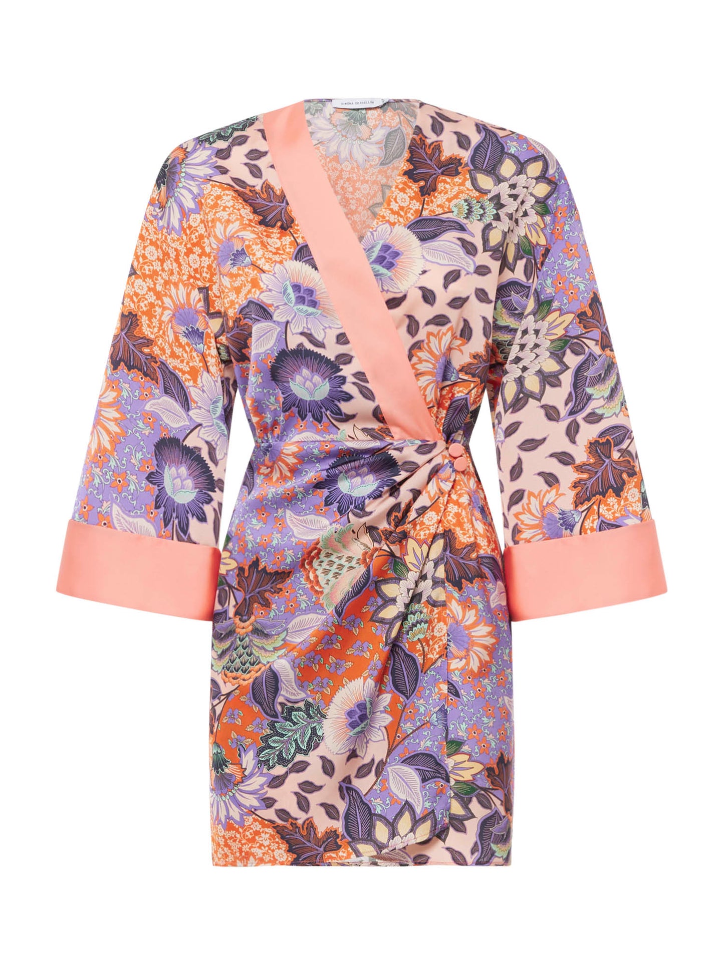 Floral kimono print short dress