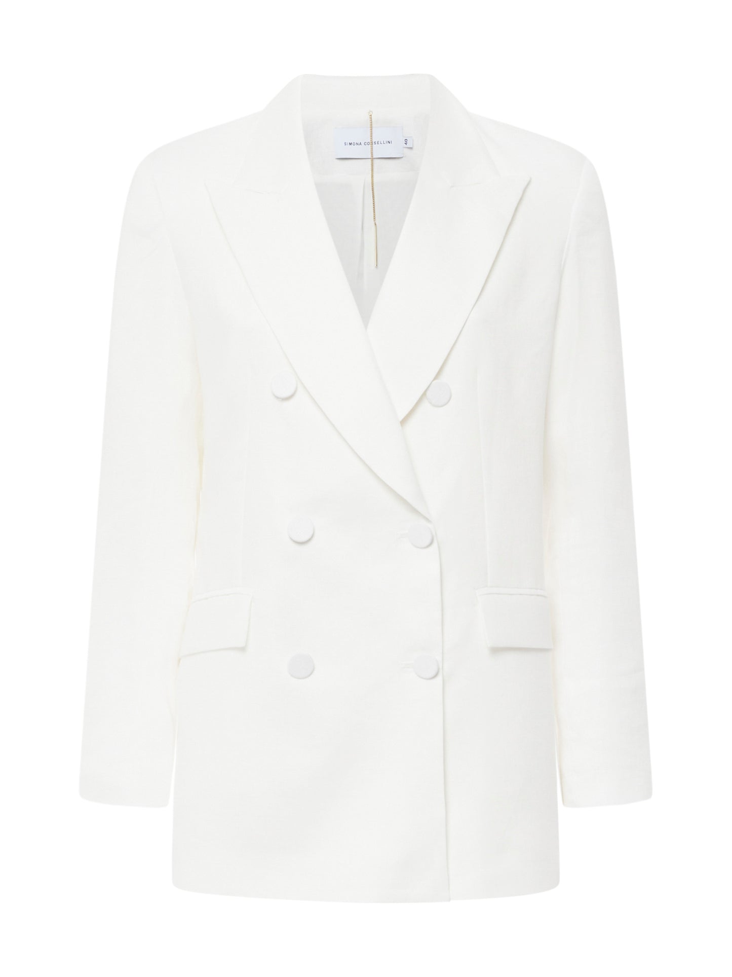Double-breasted jacket in technical linen