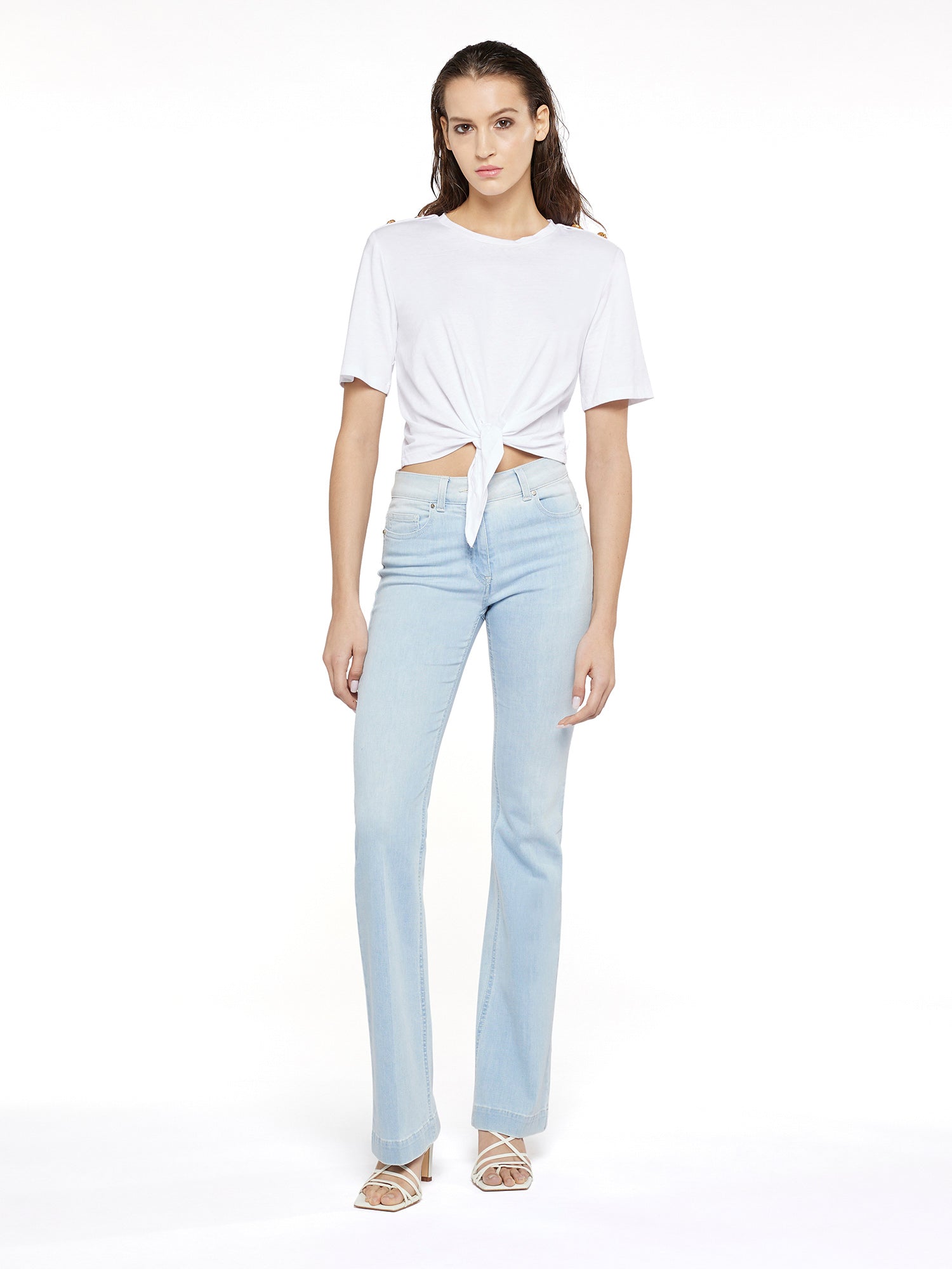Cropped T-shirt with front knot